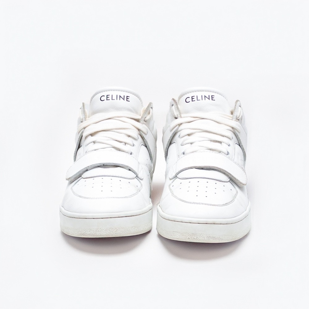 CELINE CT-02 Womens White Calf Leather High-Top Logo Sneakers SIZE‎ 37 EU / 7 US - Picture 5 of 15
